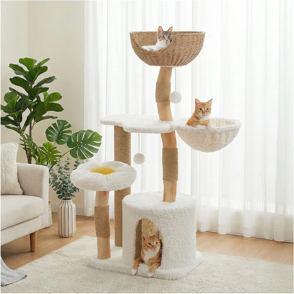 برج قطط خشبي صلب بارتفاع 48.5  - مراجعة Cat Scratching Post وسعره